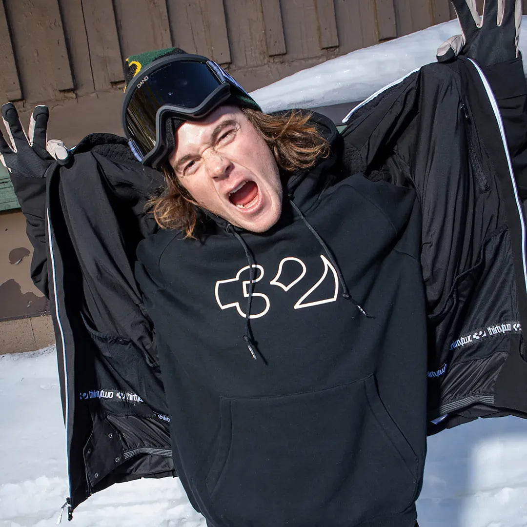 Team Tech x Kerkela Pullover Screen Black | thirtytwo EU Screen Hooded Fleece ThirtyTwo Snowboard gear boots and bindings