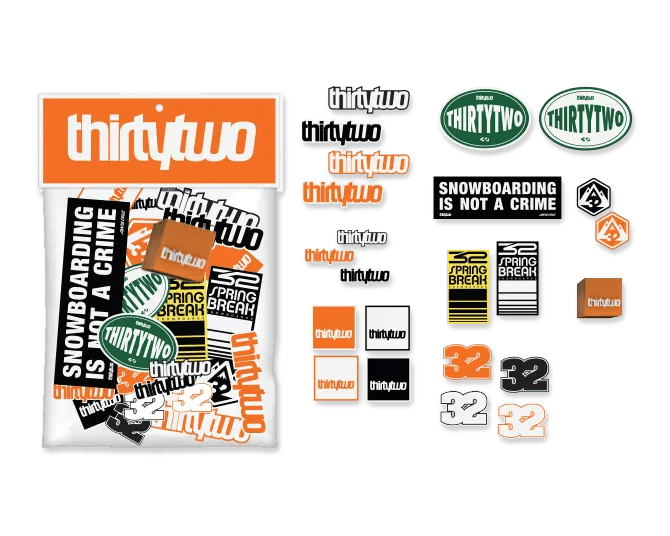 32 ASSORTED STICKER PACK Decal/Sticker 4.99 | thirtytwo Snowboarding  Decal/Sticker ThirtyTwo ASSORTED / ONE SIZE Snowboard gear boots and bindings 8670000181 194691496126