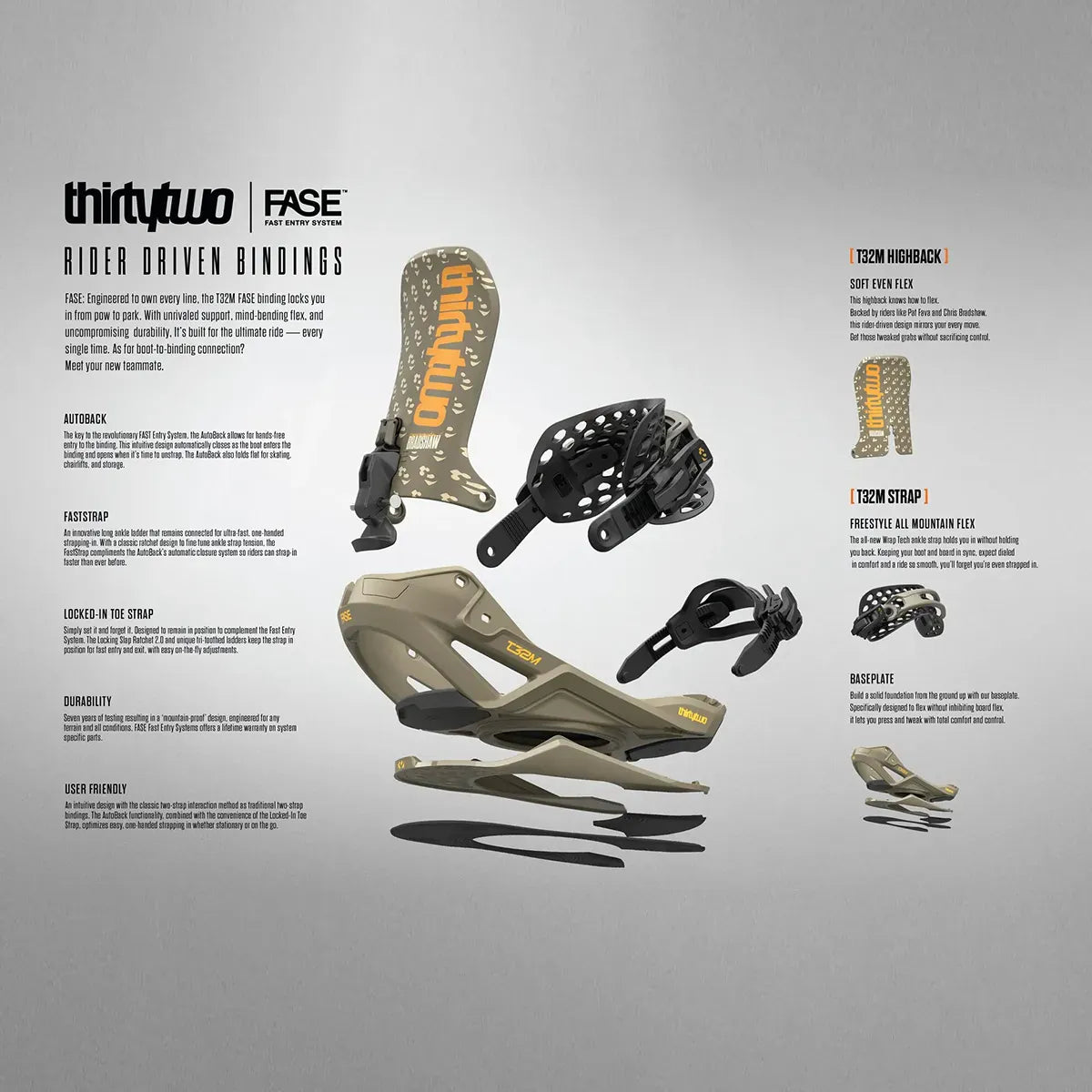 T32M Fase® x Scott Stevens Bindings Gray | thirtytwo EU Bindings ThirtyTwo Snowboard gear boots and bindings