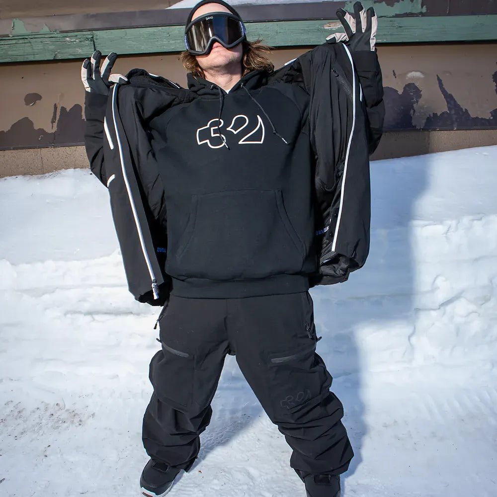 Team Tech x Kerkela Pullover Screen Black | thirtytwo EU Screen Hooded Fleece ThirtyTwo Snowboard gear boots and bindings