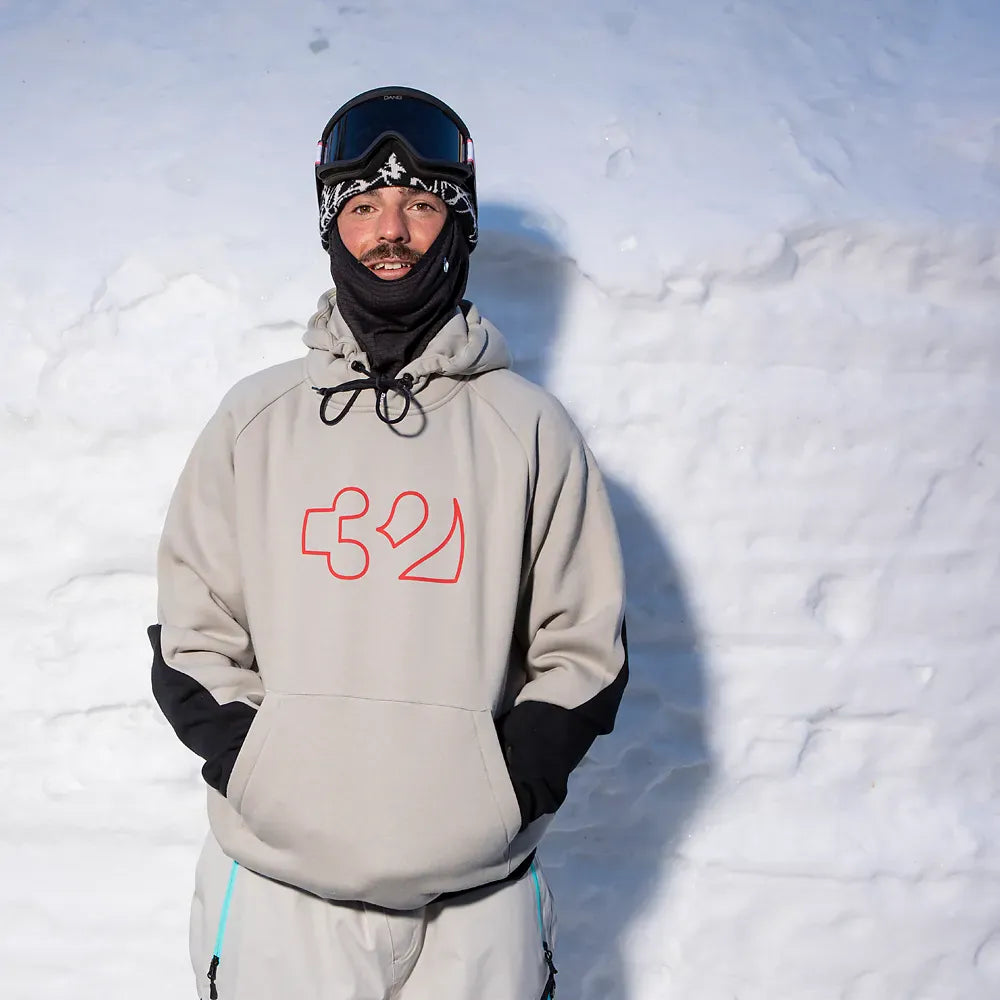 Team Tech x Fava Pullover Fleece Cement | thirtytwo EU Screen Hooded Fleece ThirtyTwo Snowboard gear boots and bindings